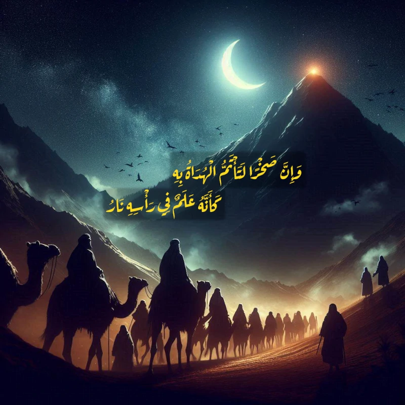 وإن صخرا لتأتم الهداة به كأنه علم في رأسه نار